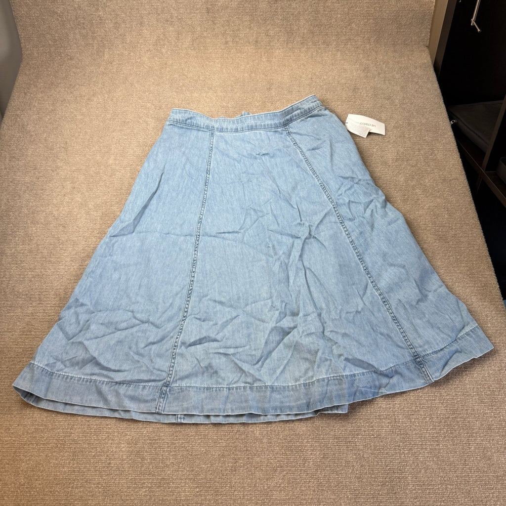 MSRP $54 Liz Claiborne Womens 12 Petite Sullivan Wash Midi Denim Skirt Mid Rise