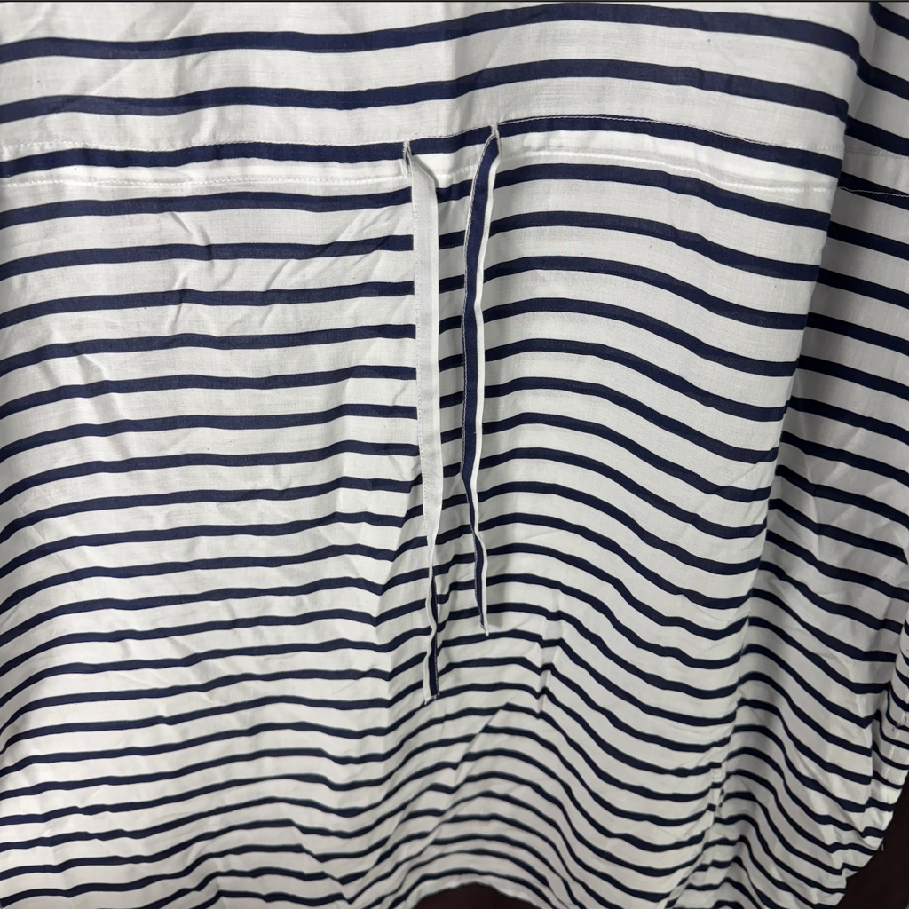 Lands' End Women's M LONG Short Sleeve Gathered Waist Swim Cover-up Dress