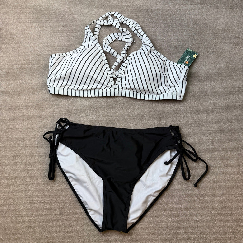 MSRP $32 Blooming Jelly Women's XL Bikini Set Mid Rise Two Piece Swimsuit Tria