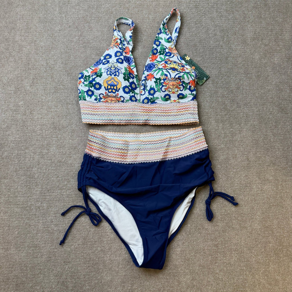MSRP $41 Blooming Jelly Women's M Color Block High Waisted Tummy Control Bikini