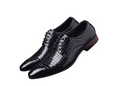 Santimon Men's US 8 - 12.5 Black Oxfords Alligator Patent Leather Dress Shoes