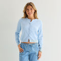 MSRP $34 Forever 21 Womens L Blue Jewel Neck Button Juniors Cardigan Long Sleev