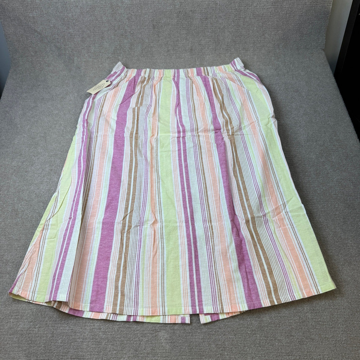 MSRP $44 St John's Bay Women's XXL Warm Stripe Midi A-Line Skirt Linen Blend