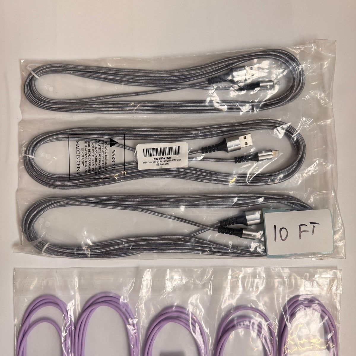 Lot of 8 USB-A & USB-C to Lightning Mixed Fast Charging Cables 6ft 10ft