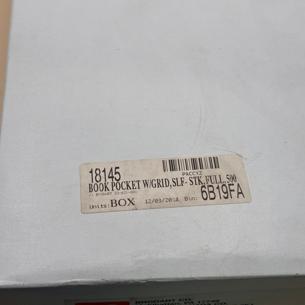 Pack of 500 Brodart 23-621-001 Preprinted Tall Date Due Pockets Full Back Adhes