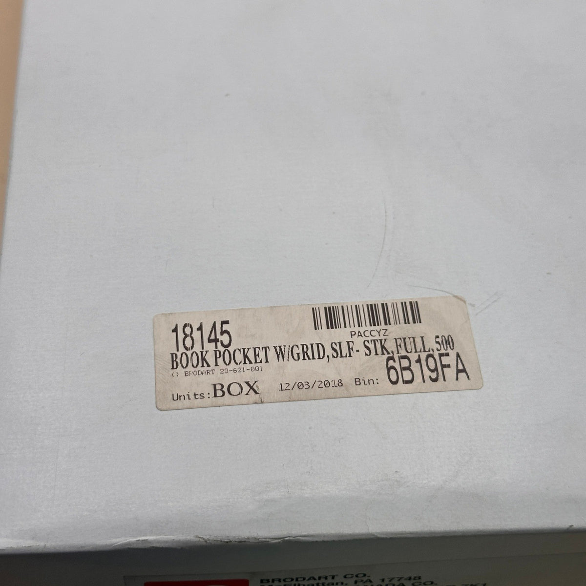 Pack of 500 Brodart 23-621-001 Preprinted Tall Date Due Pockets Full Back Adhes