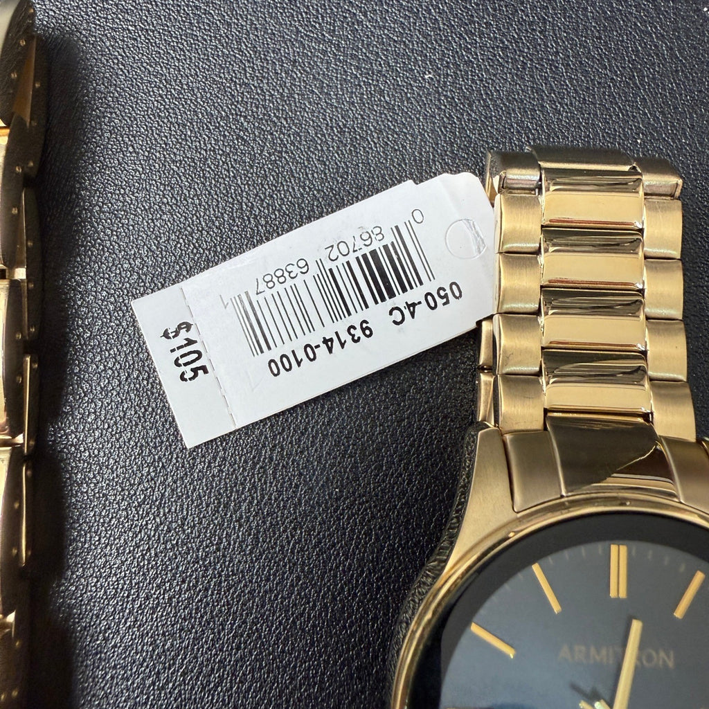 MSRP $105 Armitron Men's 20/5374GP Gold Tone Watch & Bracelet Set New Battery