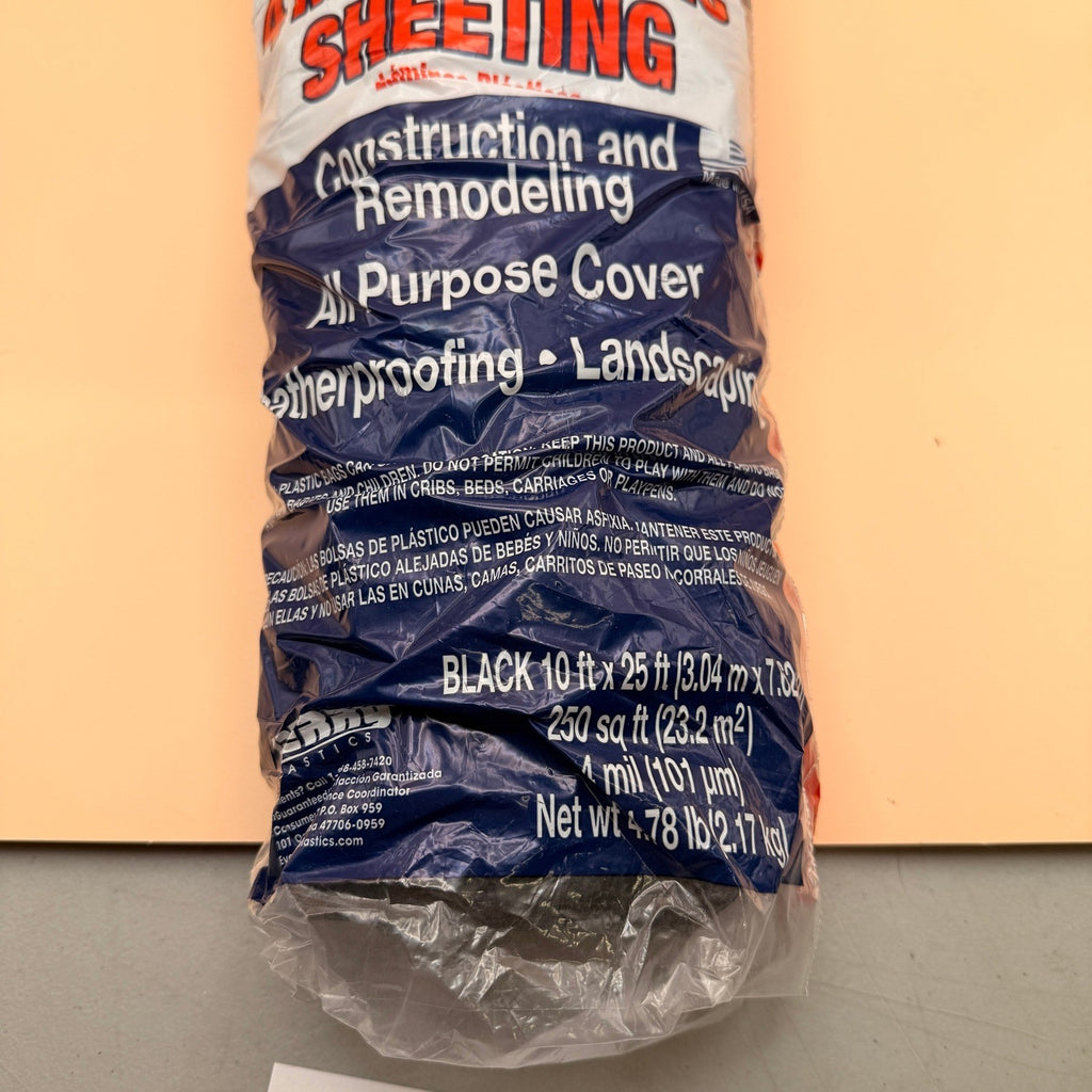 Film Gard 626161 Consumer Plastic Sheeting 10' x 25'  x 4 mil thick, Black