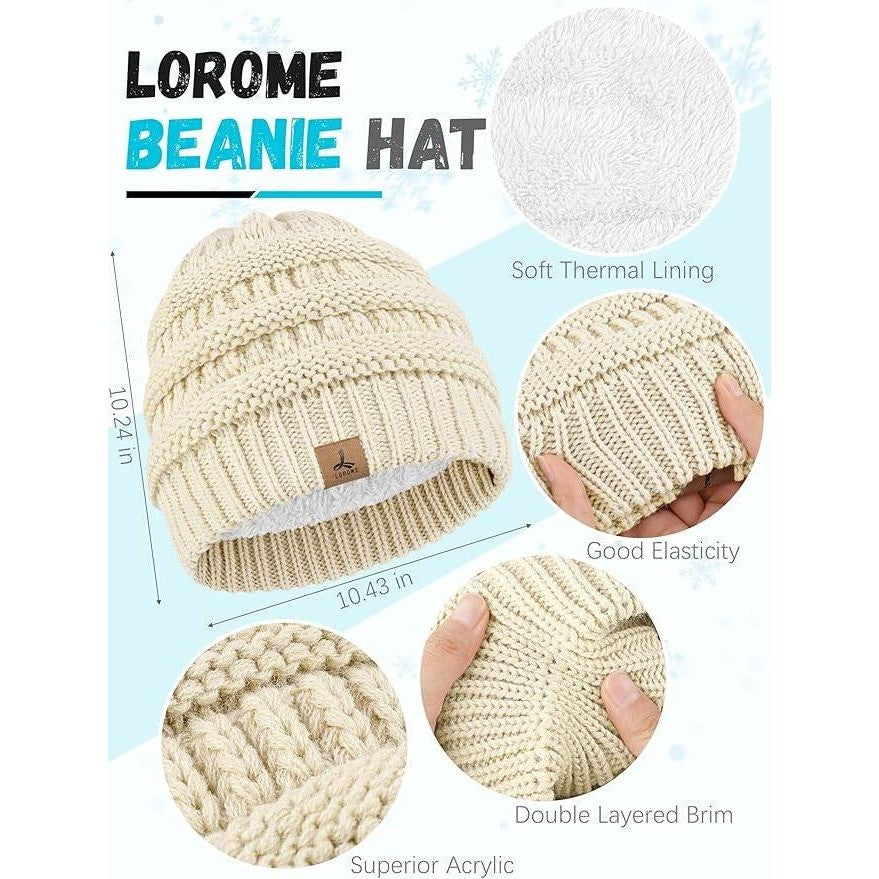 MSRP $31 Winter Beanie Hat Scarf Gloves Set Warm Fleece Knit Hats Touch Screen