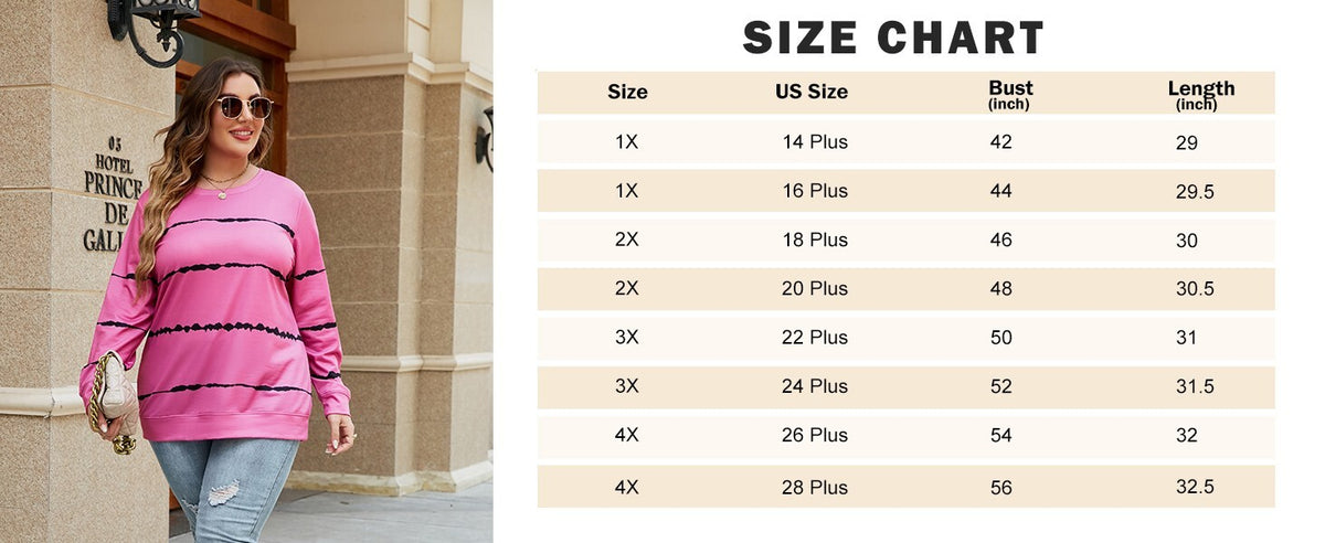 ROSRISS Plus-Size 14W, 16W Sweatshirt for Women Long Sleeve Crewneck Top Pullove