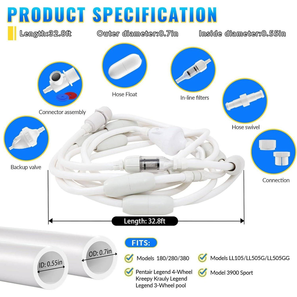 DWALE Pool Cleaner Feed Hose Replacement for Polaris 280, 380, 180, 3900 Pool