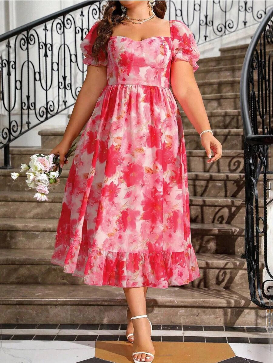 Breezaya Ladies' Sweet Princess Style Plus Size 1XL Pink Dress