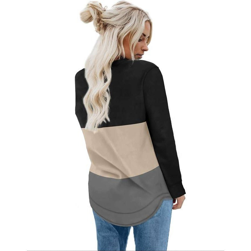 MSRP $28 Dofaoo Women's S Sweatshirt Crewneck Long Sleeve Color Block Shirt