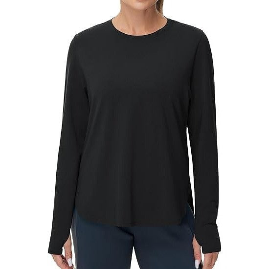 MSRP $24 THE GYM PEOPLE Women's XL Black Long Sleeve Workout Shirts Lightweight