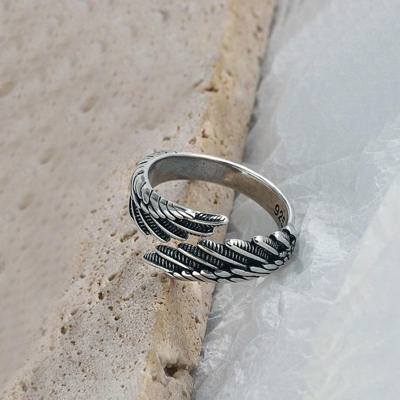 Feather Ring, 925 Sterling Silver Rings, Vintage Rings, Boho Rings, Retro Ring