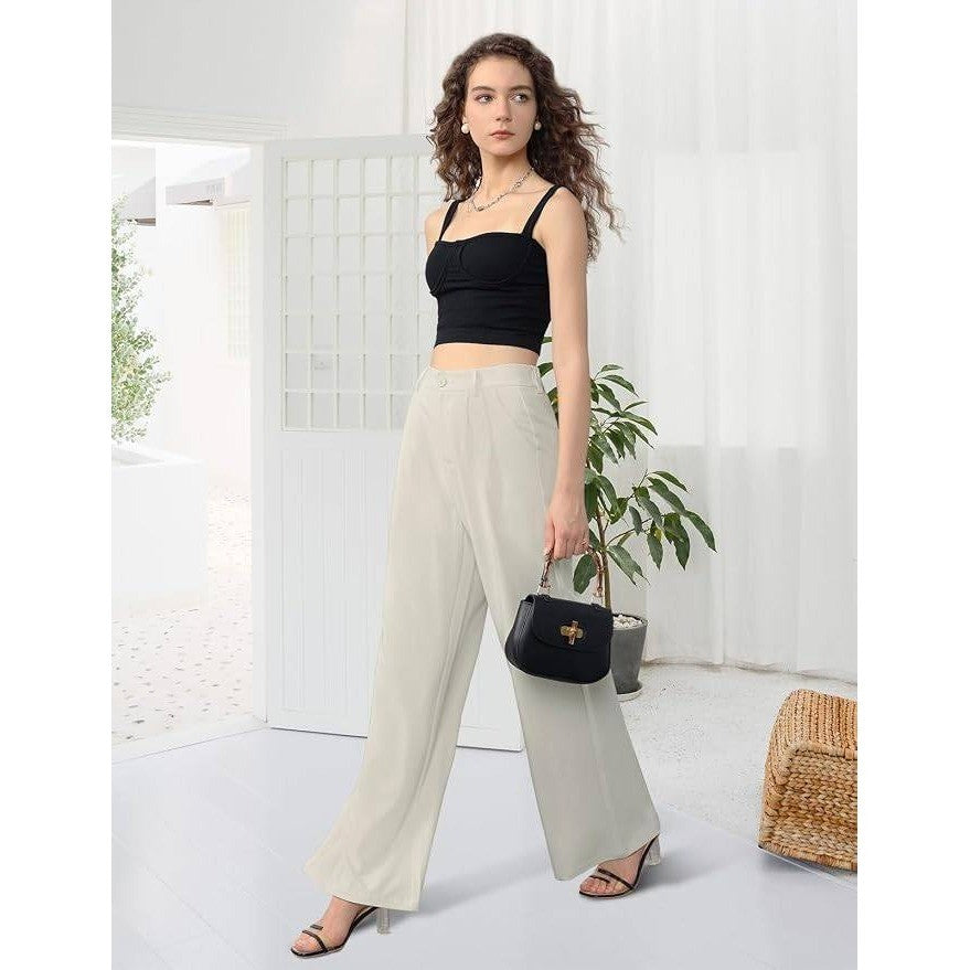 MSRP $33 Tapata Women's 10 Wide Leg Pants High Waisted Dress Trousers Casual