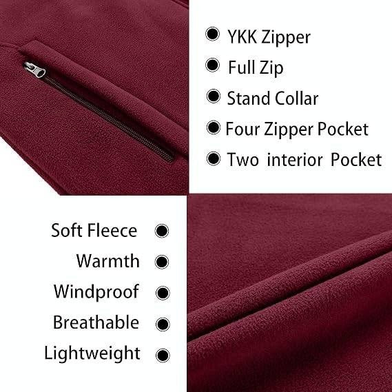 MSRP $43 MOHEEN Men's L Wine Red Fleece Vest Outdoor Full Zip Softshell Sleevel