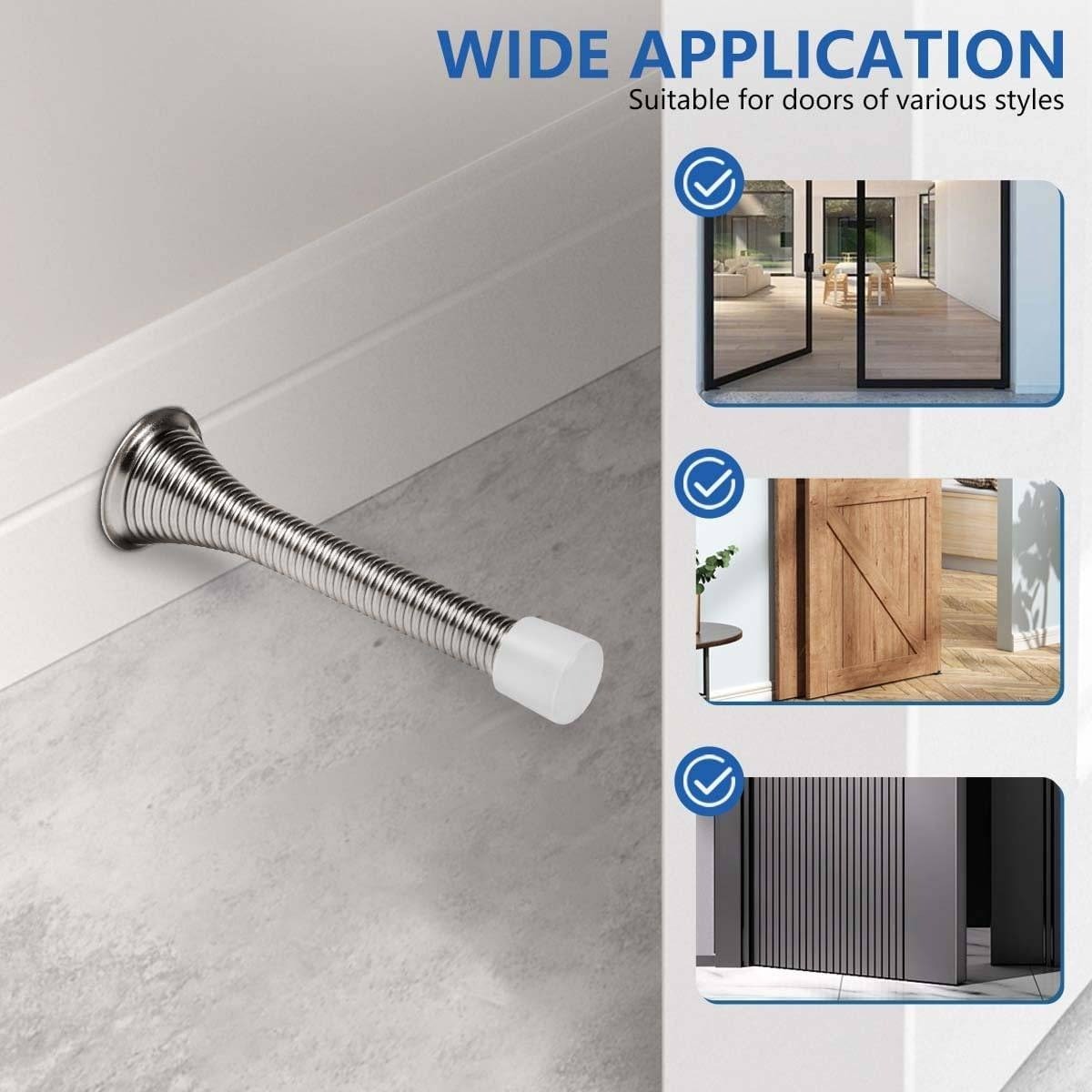 Pack of 12 KISEER Satin Nickel Spring Door Stops 3 1/4 Inch Flexible Heavy Duty