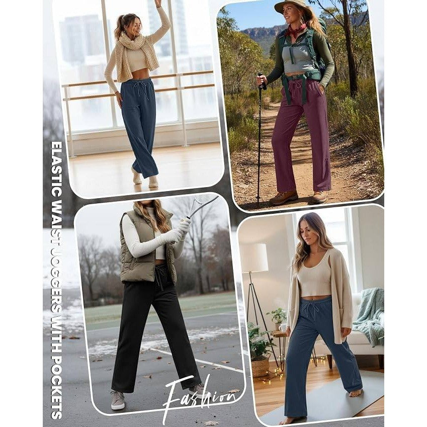 MSRP $70 Oakgarden 3 Pack Women's L Fleece Lined Sweatpants Straight Leg Thermal