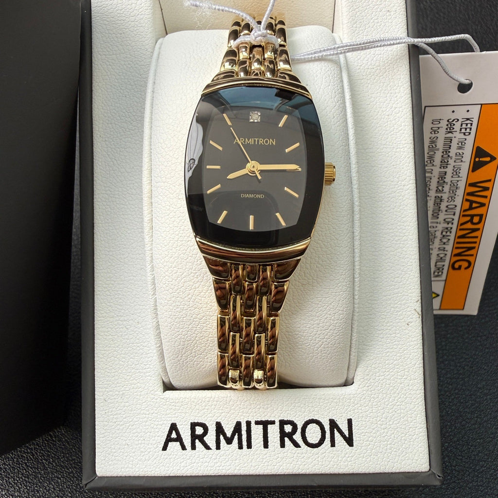 Armitron Womens 75/5195GP Diamond Accented Gold Tone Bracelet Watch New Battery