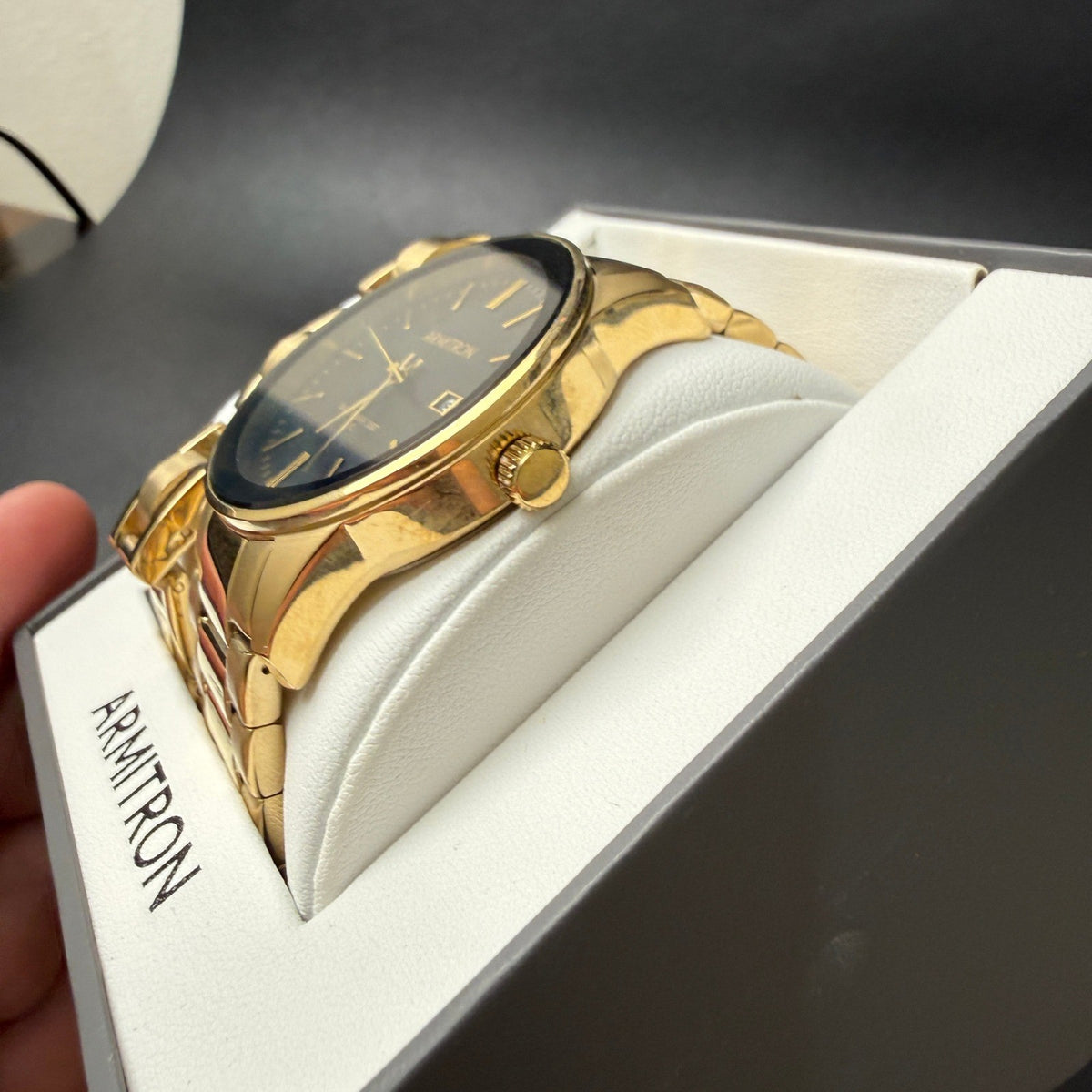 Armitron Men's 20/5374GP Watch and Bracelet Set Gold Tone New Battery Date Func
