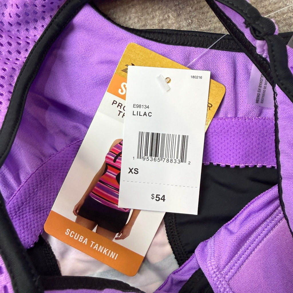 MSRP $54 ZeroXPosur Women's XS Lilac Sun Smart UPF 30+ Scuba Tankini Top E98134