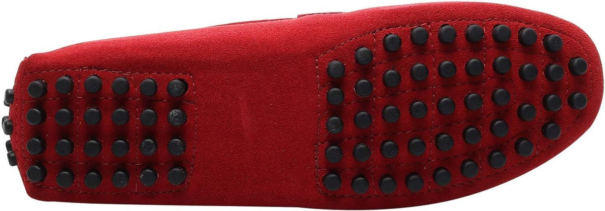 Santimon Mens US 7,9.5 Red Moc Toe Suede Penny Loafers Casual Shoes