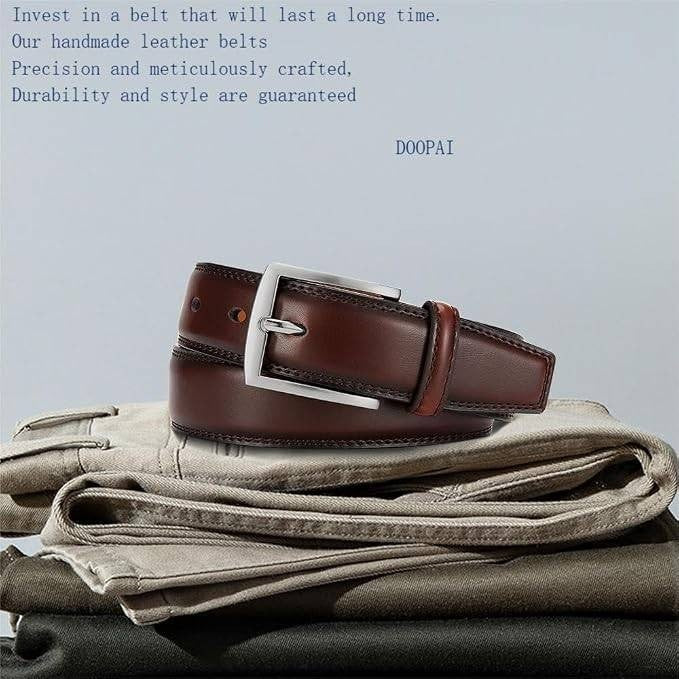 MSRP $19 DOOPAI Mens Brown Dress Belt - Genuine Leather Dress Belts For Men