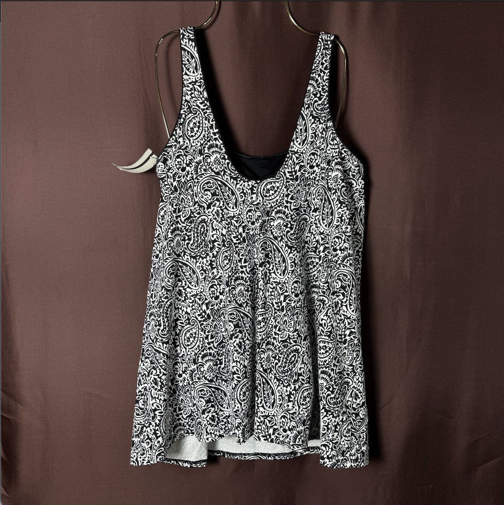 Lands' End Women's XS-L, XS-L LONG Swim Dress One Piece Swimsuit Black White Pai