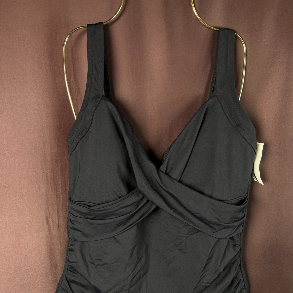 Lands' End Women's XS, XS-M LONG Black Wrap Front One Piece Swimsuit