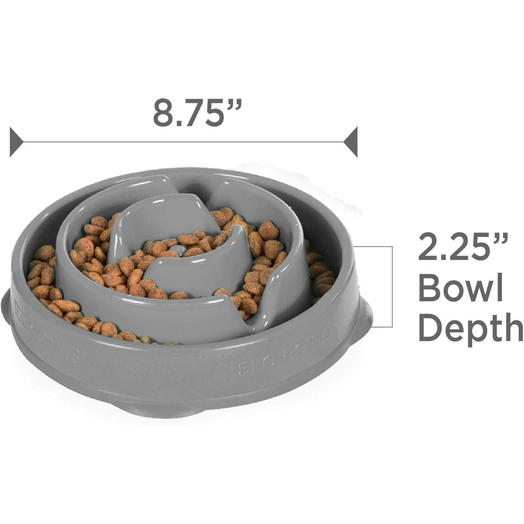 Set of 2 Outward Hound Feeder Slo Bowl Medium Grey 2-Cup & Petmate Food Scoop