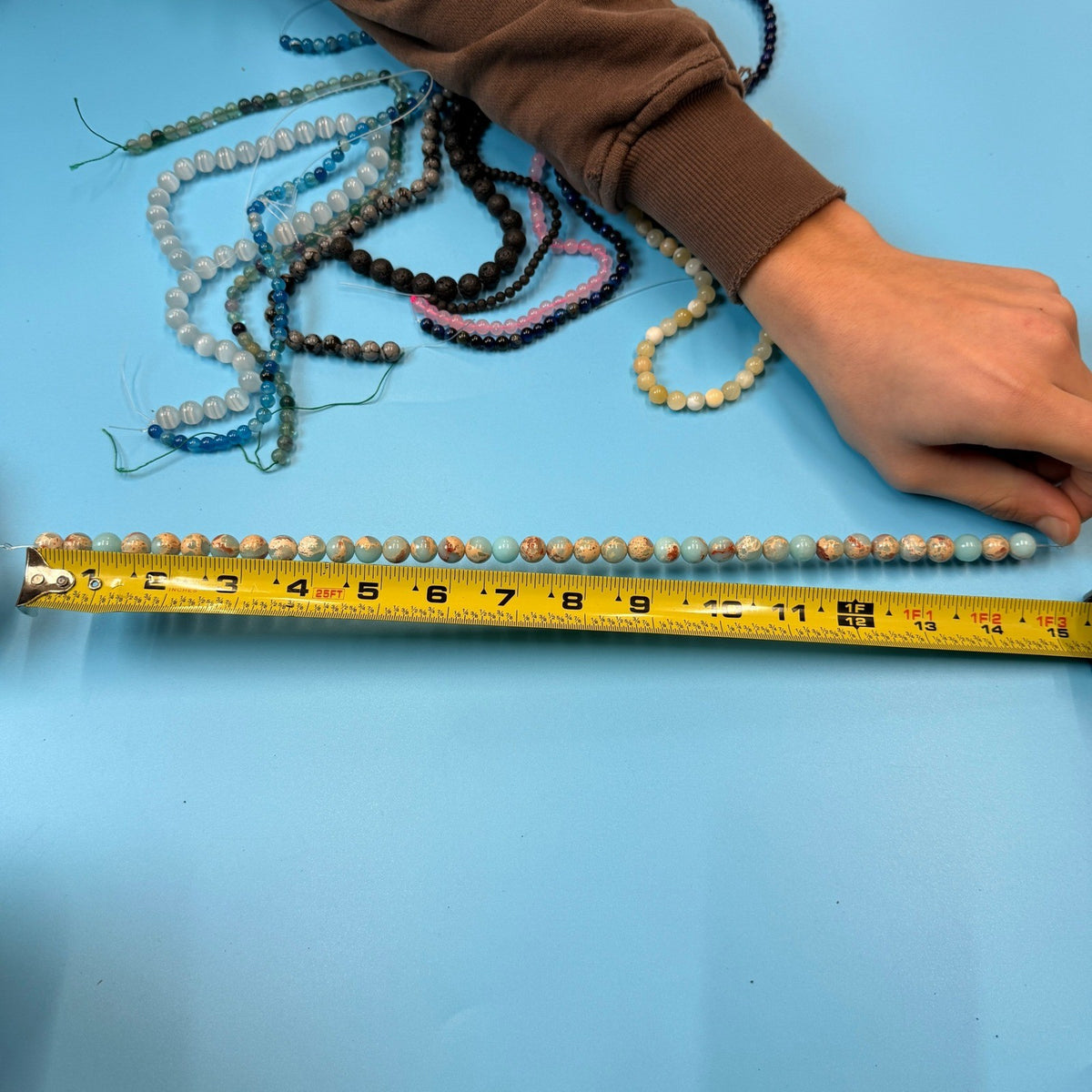 Set of 10 Natural Gemstone Round Beads Strands 15" Sizes 6,8,10 mm 12oz №B27