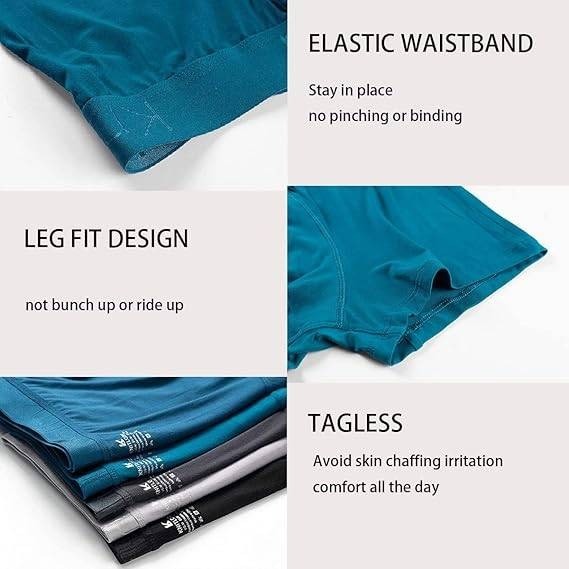 Set of 4 KNITLORD Men's M Black/Green Boxer Underwear Ultra Soft and Breathable