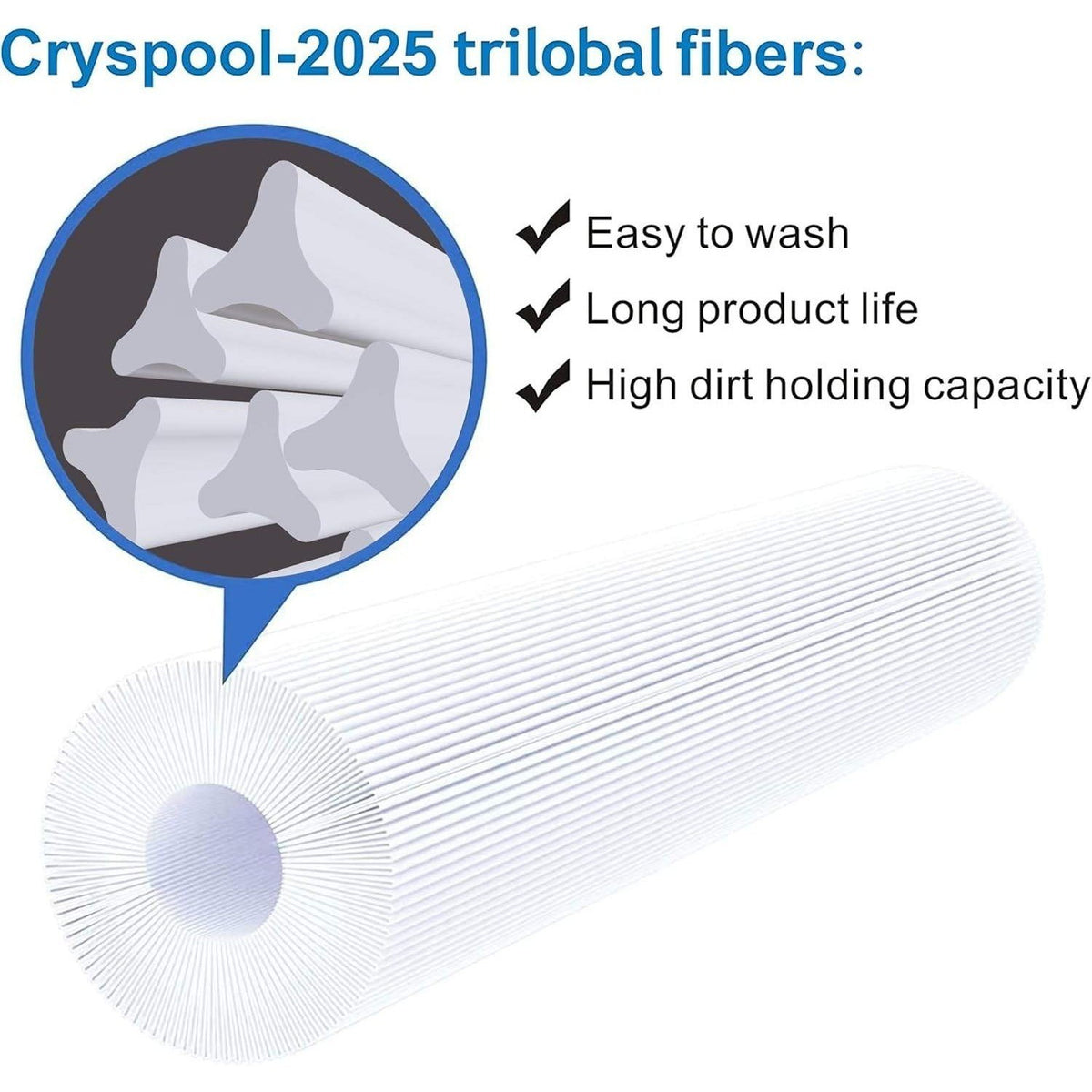 Cryspool CP-08058 Pool Filter Cartridge 125 Sq Ft, Compatible w/ PWWPC125B