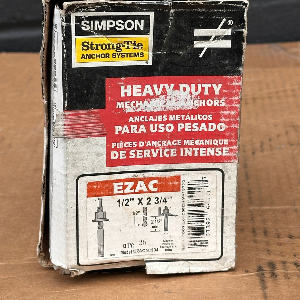 Pack of 25 Simpson Strong-Tie EZAC50234 1/2 x 2-3/4 Expansion Wedge Anchors Ea