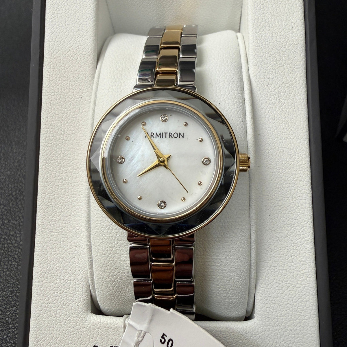 MSRP $70 Armitron 75/5927MPTT Women's Two Tone Bracelet Watch New Battery