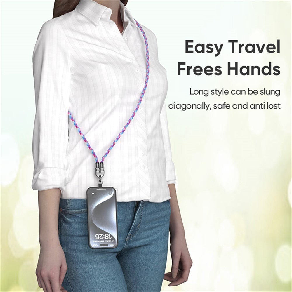 2 In 1 USB Type C Braided Data Cord Quick Charging Cable Portable Lanyard Pink/