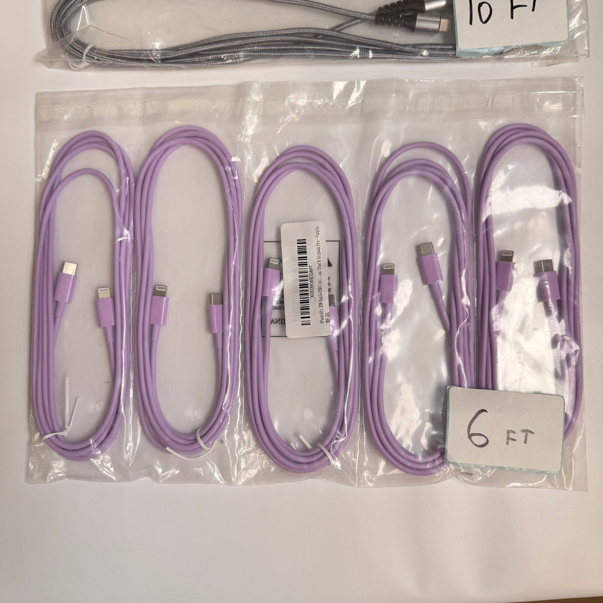 Lot of 8 USB-A & USB-C to Lightning Mixed Fast Charging Cables 6ft 10ft