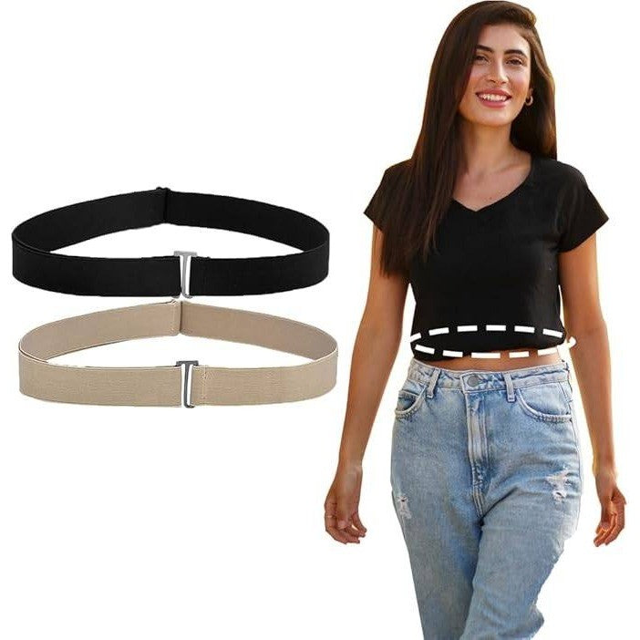 Dielianyi Crop Band for Tucking T-Shirts Sweaters Elastic Waist Tuck Band Tuck