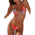 MSRP $44 RoseSeek Women's XS 2 Piece Leopard Floral Bikini Set Halter Triangle