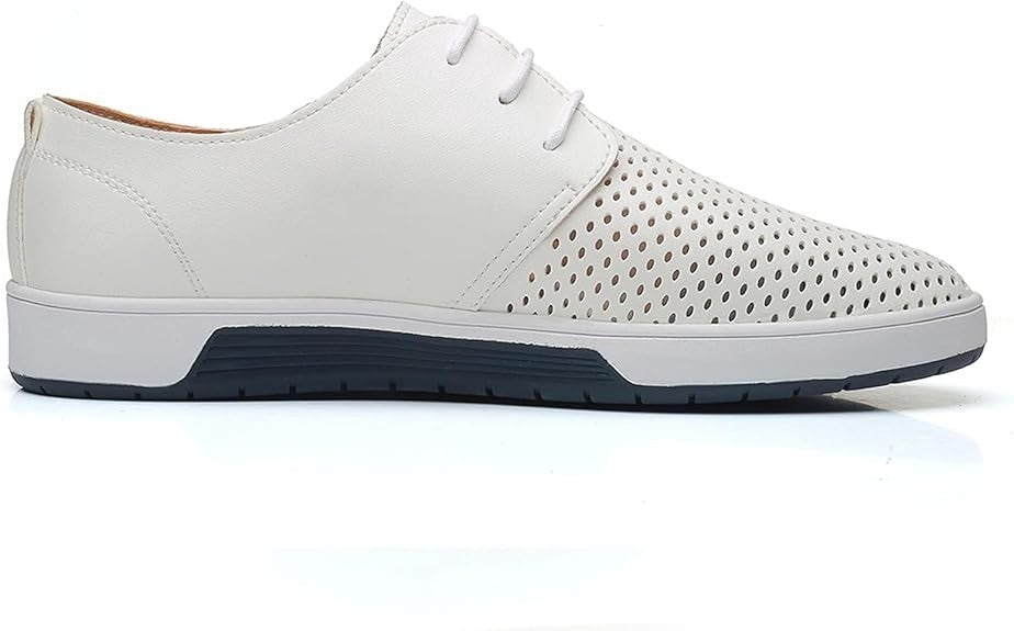 Santimon Men's US 7-10 White Casual Derby Shoes Breathable Non Slip Sneakers