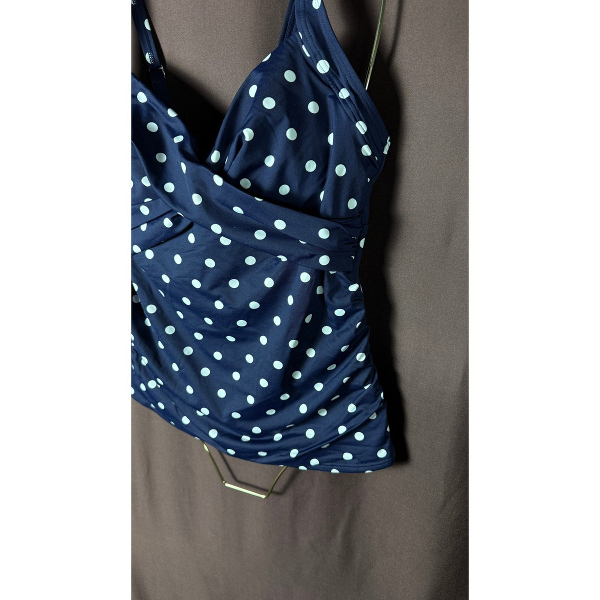 Lands' End Women's 8 V-Neck Wrap Underwire Tankini Top Swimsuit Adjustable Strap