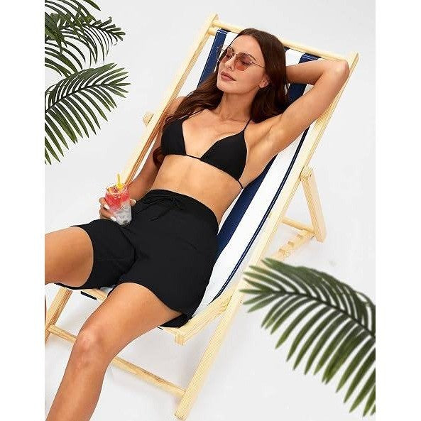 MSRP $39 G Gradual Women's L Black 7" Quick Dry Swim Board Shorts with Zipper
