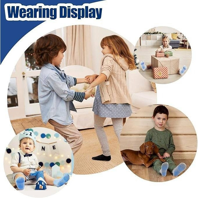 DECOVICI 8 Pairs Toddler 3-5T Socks Anti Skid with Grips Non Slip Crew Socks