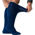 MSRP $26 Viasox L Navy Blue EasyStretch Socks for Men & Women, Non Binding Top