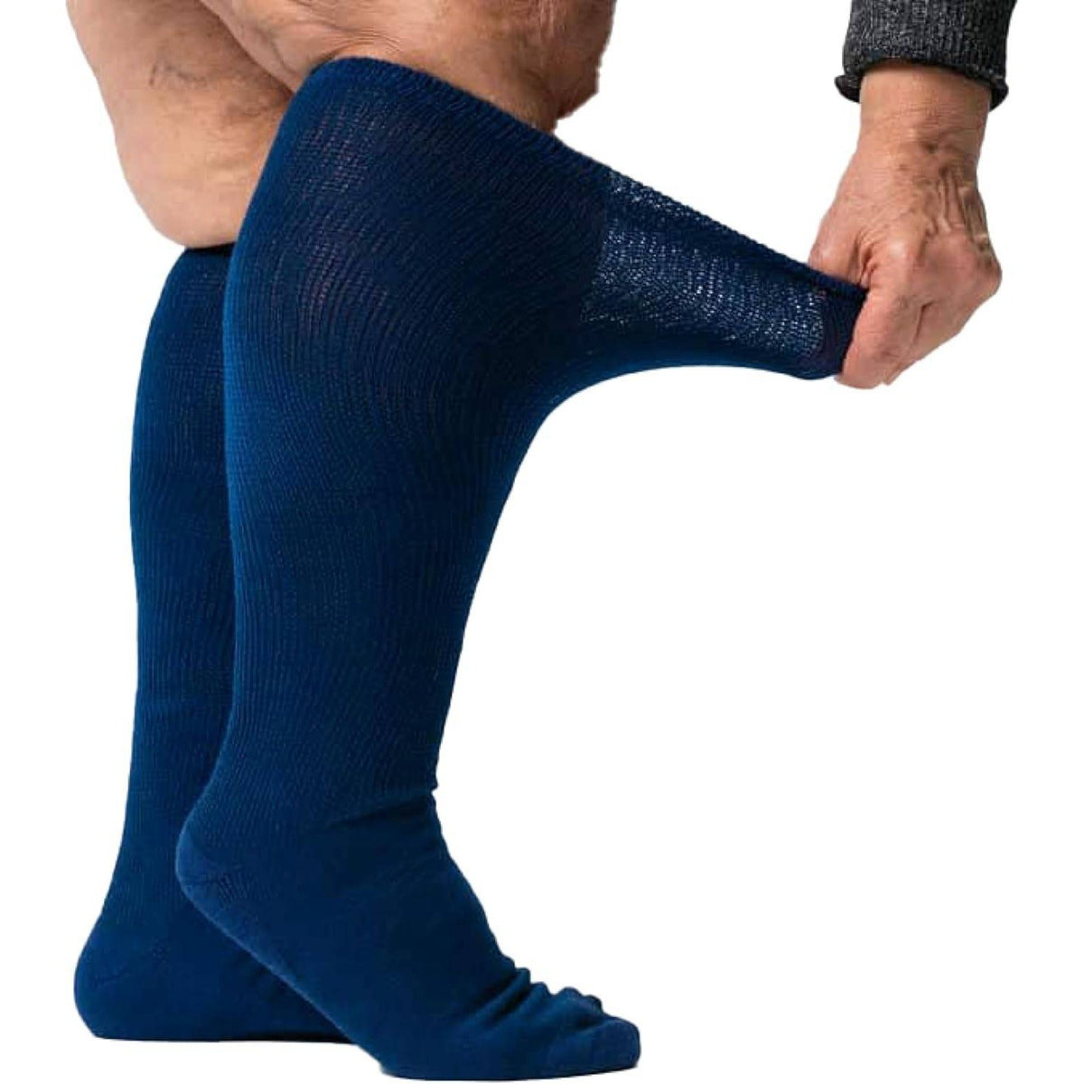 MSRP $26 Viasox L Navy Blue EasyStretch Socks for Men & Women, Non Binding Top