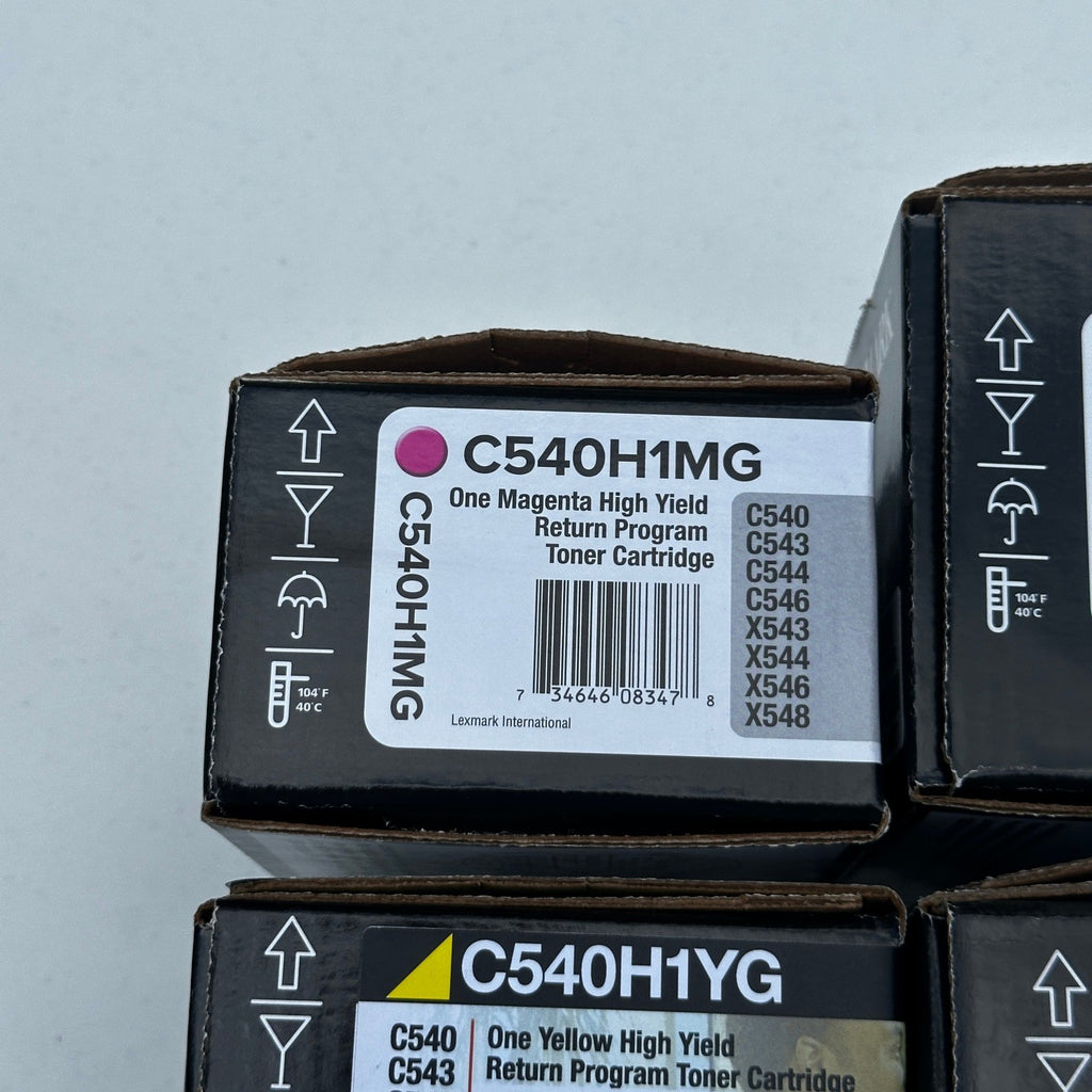 Set of 4 Lexmark C540H1MG C540H1KG C540H1YG C540H1CG Toner Cartridges C540 C543