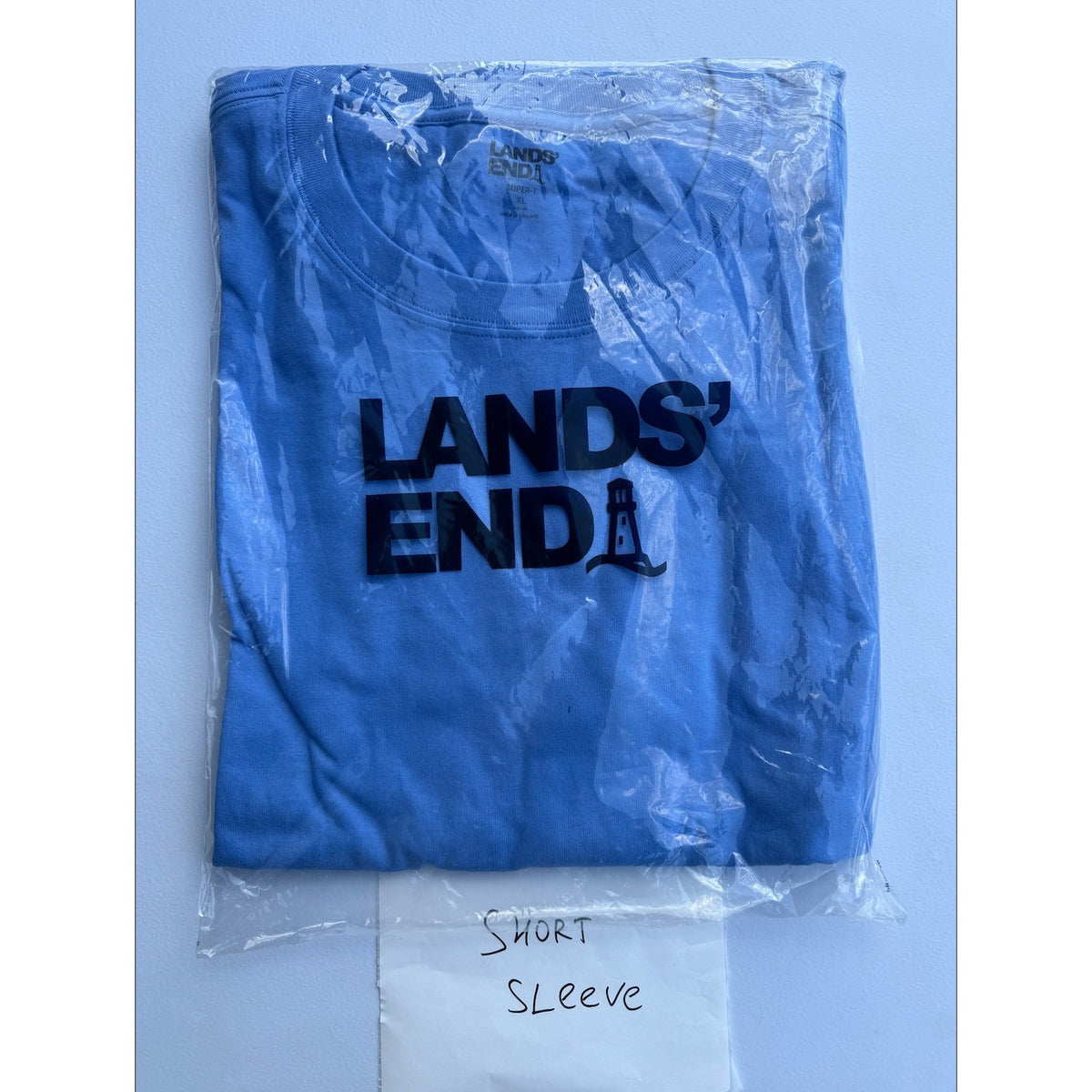 2 Pack Lands' End Mens XL Evening Blue 1/4 Zip Sweater LS & Chicory Blue T-Shirt