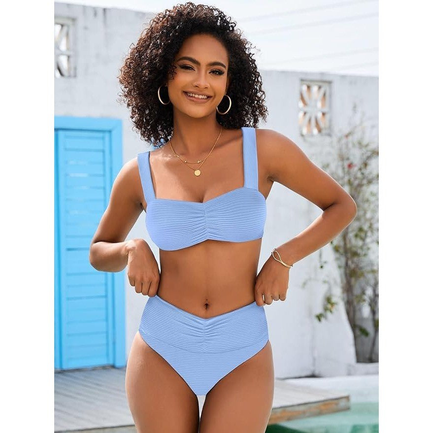 MSRP $39 ANRABESS Women's L Bathing Suit Tummy Control Bikini Set Beach Fro