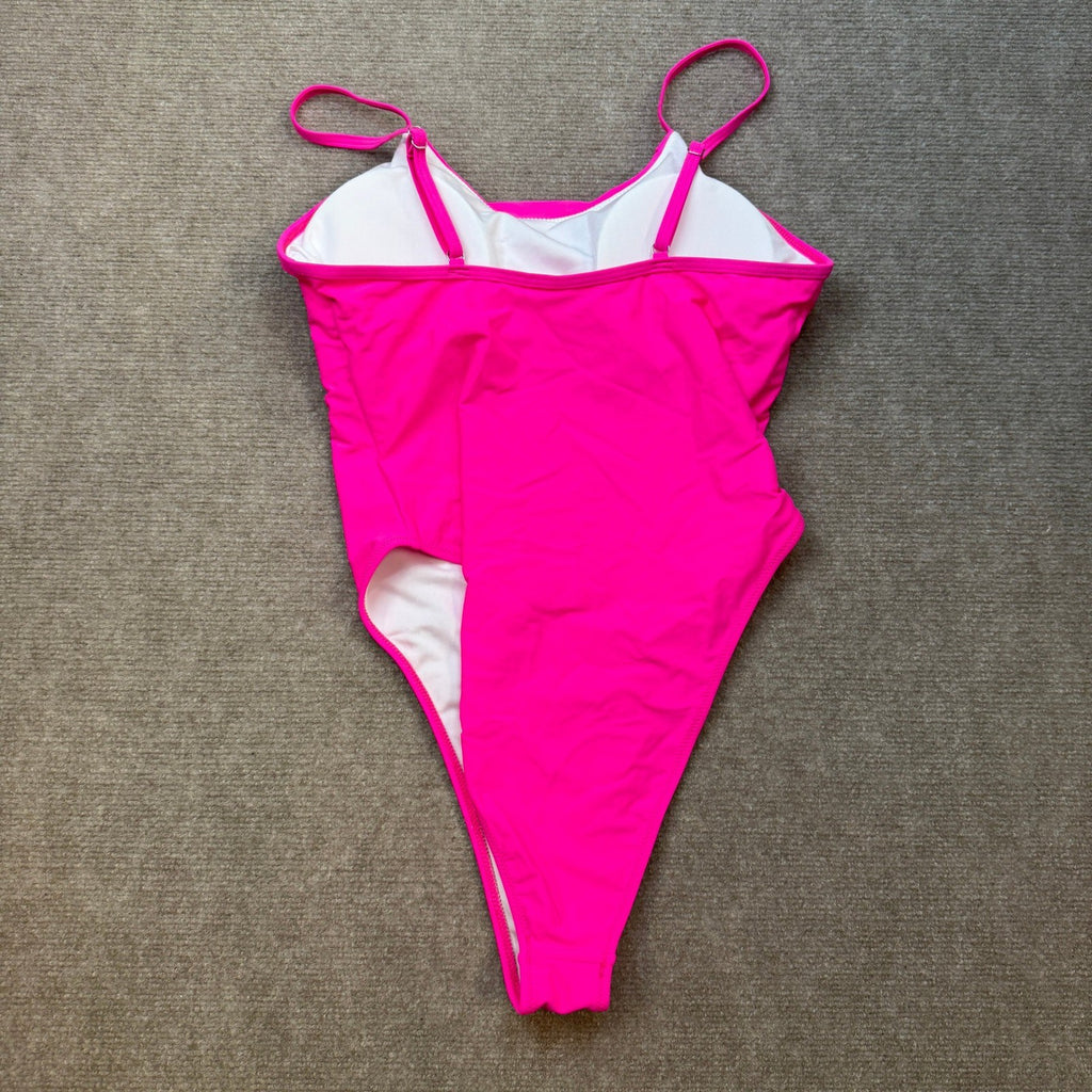 MSRP $41 Women's L Sexy One Piece Bathing Suit Swimsuit High Cut Leg Cheeky